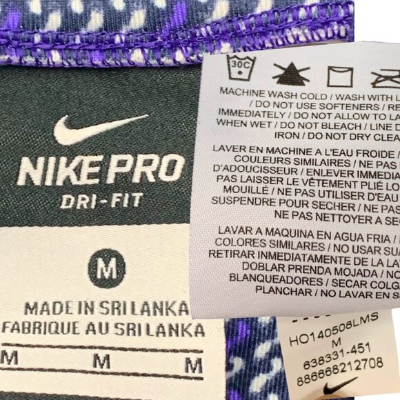 Nike Pro DriFit Purple Geometric Print Cowl Neck Long Sleeve Pullover - Picture 3 of 7